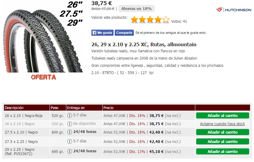 cubiertas mtb tubeless precios