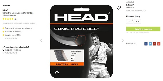 cordajes de tenis head