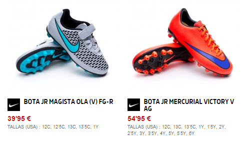 botas de futbol nike para niños precios
